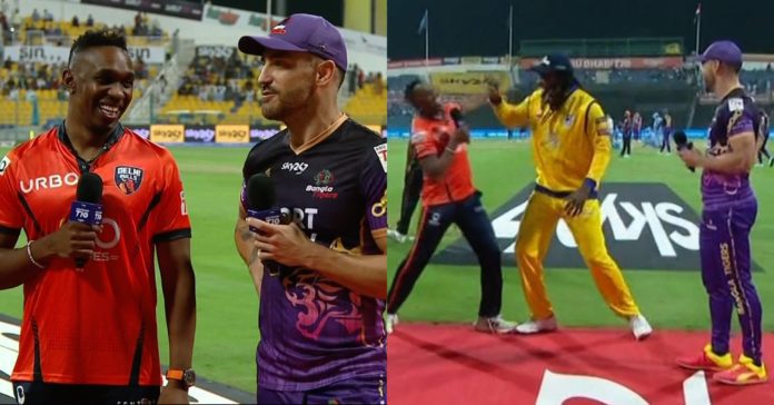 Bravo Gayle and Faf du Plessis Toss Funs in T10 Leauge