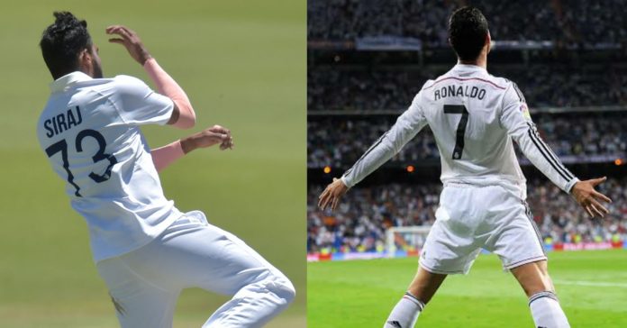 Mohammad Siraj Celebrating like Ronaldo