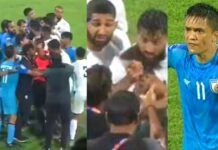 வீடியோ.. கிரிக்கெட்டை தாண்டி கால்பந்திலும் தொடரும் இந்தியா பாகிஸ்தான் பங்காளி சண்டை.. சுனில் சேத்ரி ஹாட்ரிக் கோல் Football