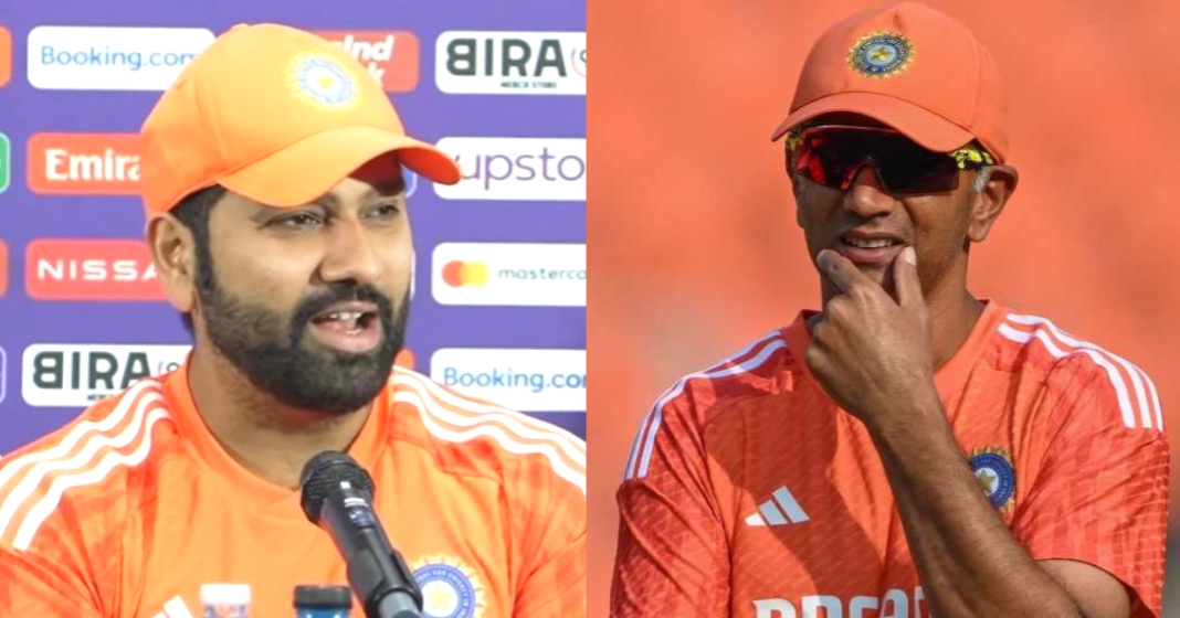 “நாங்க ராகுல் டிராவிட்டுக்காக உலக கோப்பையை ஜெயிக்க நினைக்கிறோம்!” – ரோகித் சர்மா உருக்கமான பேச்சு!